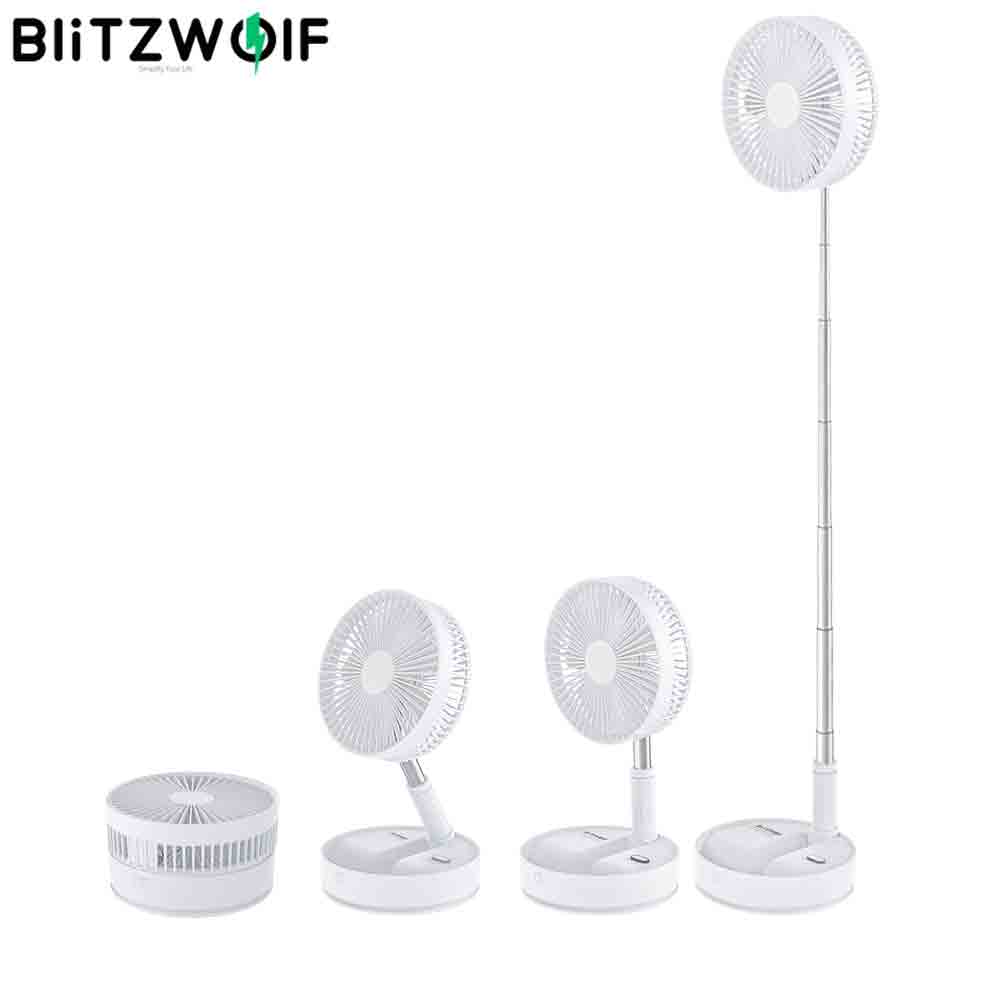 BlitzWolf BW-F3 Folding Fan USB Desktop Fan with Remote Control 7.75 inches Pedestal Fan 4 Wind Mode 3 Gear Wind Speed 7200mAh