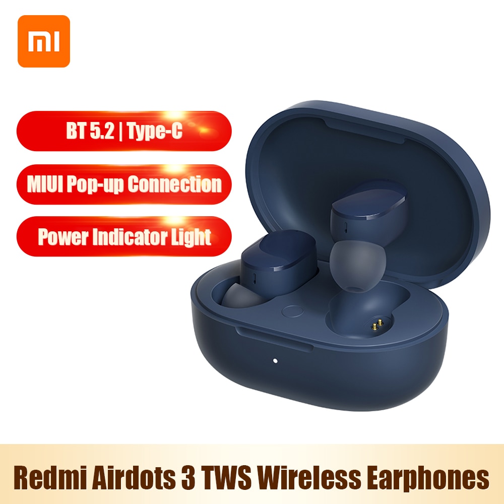 Pre-sale Original Xiaomi Airdots 3 TWS Wireless Earphone Stereo Bass BT5.2 Headphone with Mic Handsfree Earbuds AI Control Redmi