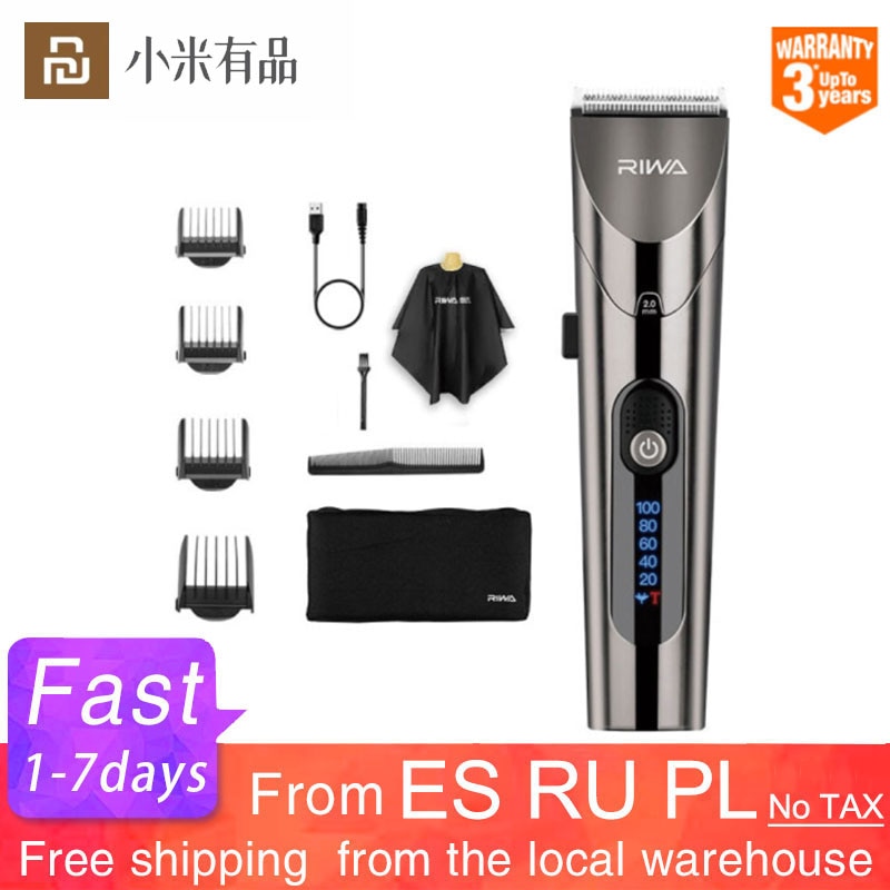 New Youpin RIWA Hair Clipper RE-6305 Electric Hair Clipper For Men IPX7 Electric Trimmer With LED Screen Washable Rechargeable