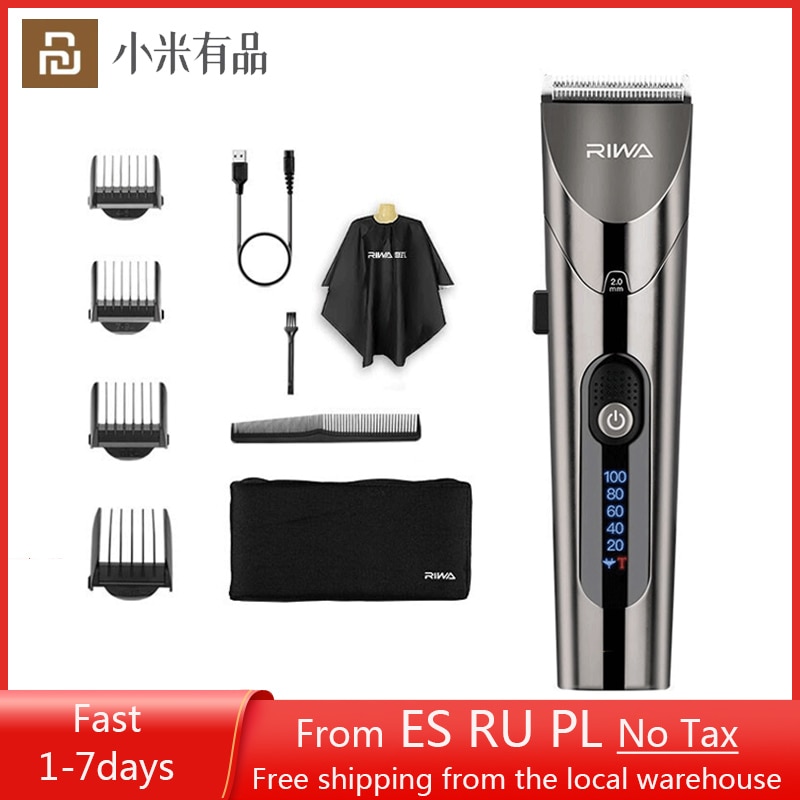 Xiaomi Youpin Riwa Hair Clipper Professional RE-6305 Rechargeable Trimmer For Mens Electric Hair Cutting LED Display Washable